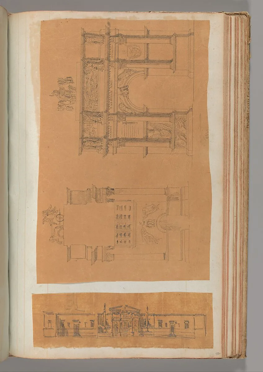 Page from a Scrapbook containing Drawings and Several Prints of Architecture, Interiors, Furniture and Other Objects — Pierre François Léonard Fontaine|Charles Percier