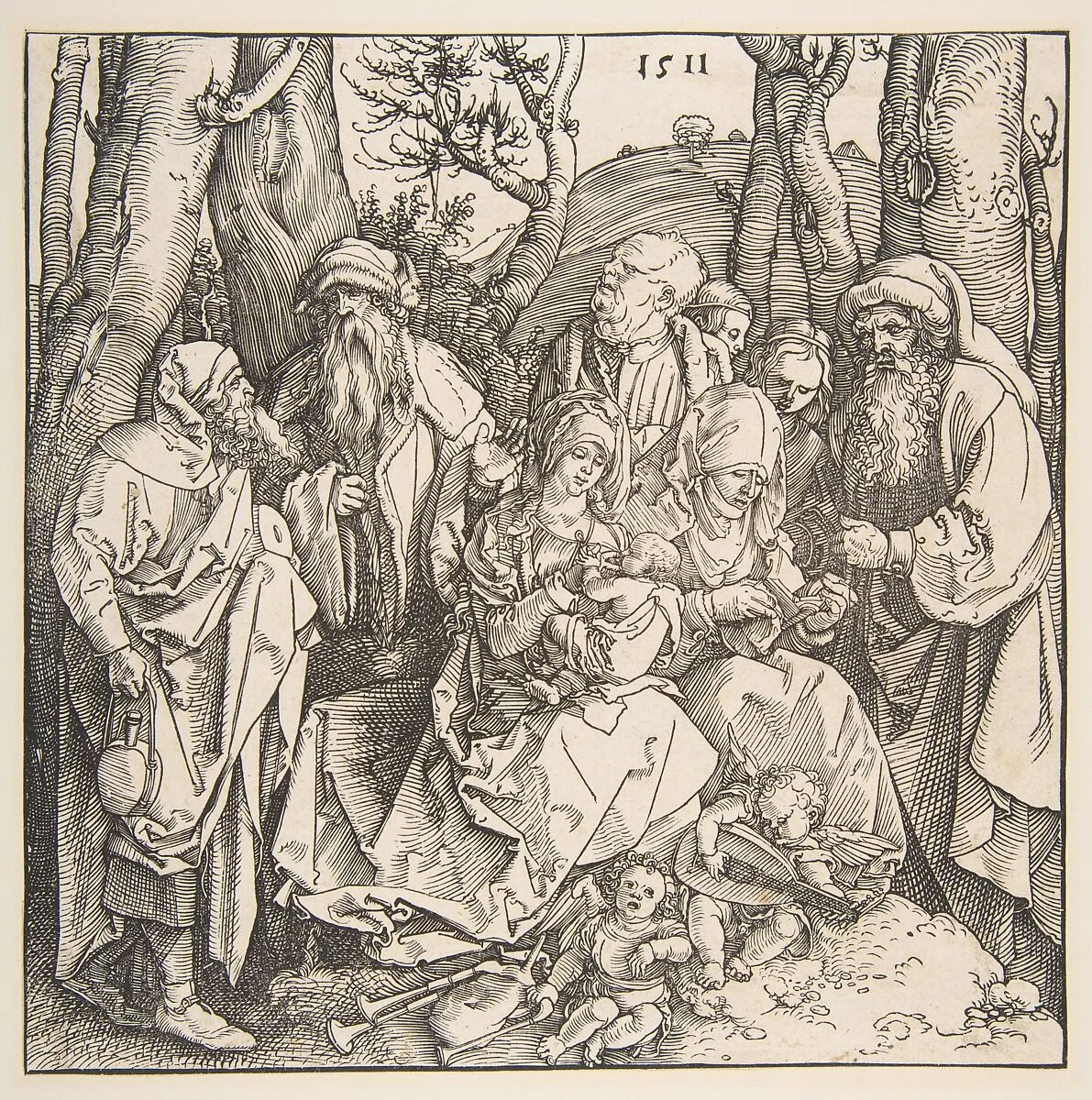 The Holy Family with Saints and Two Musical Angels — Albrecht Dürer