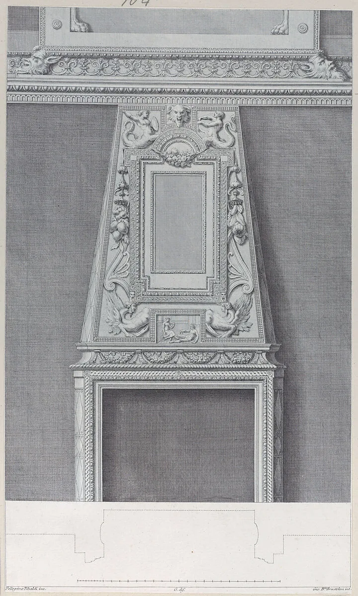 Design of a fireplace — Giovanni Battista Brustolon|Pellegrino Tibaldi