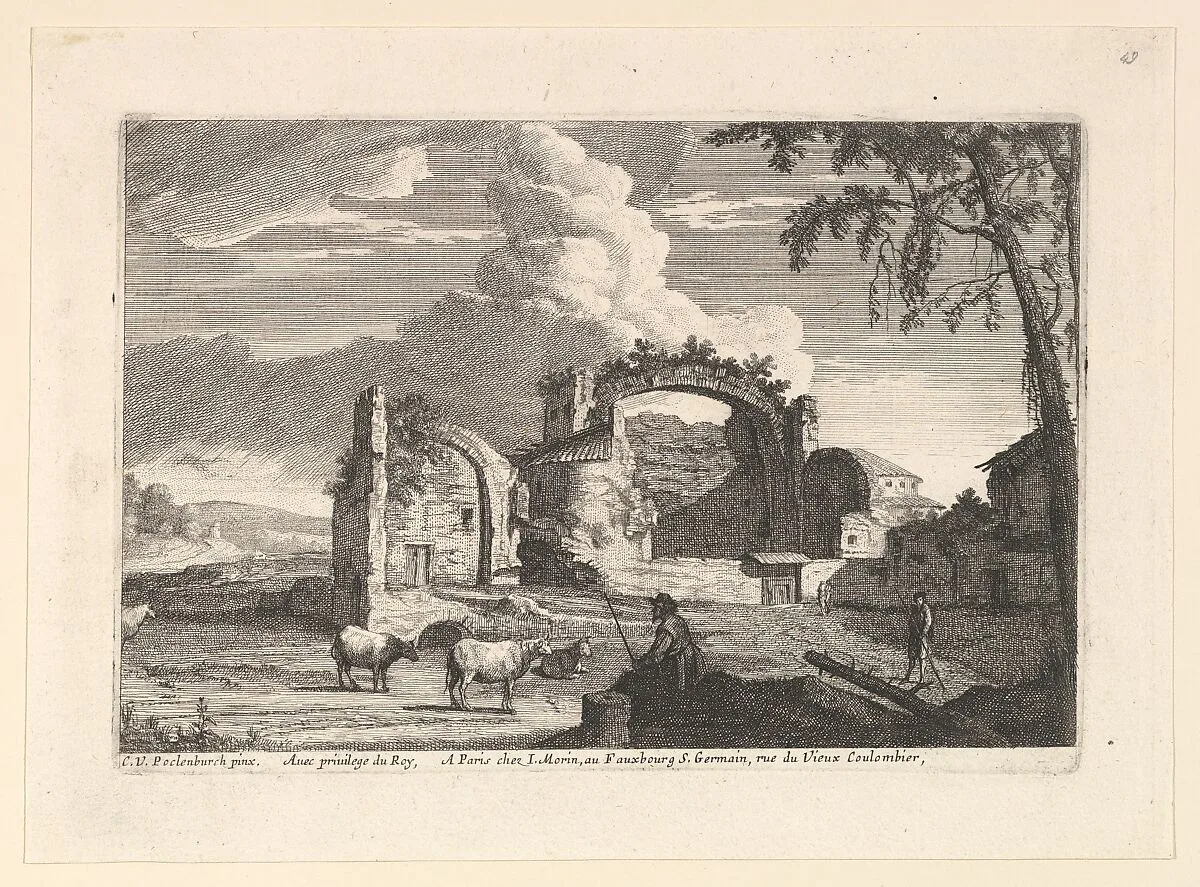 Le Bouvier Assis — Jean Morin|Cornelis van Poelenburch