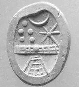 Stamp seal (scaraboid) with divine symbols — Unknown