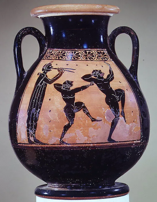 Terracotta pelike (wine jar) — Acheloös Painter