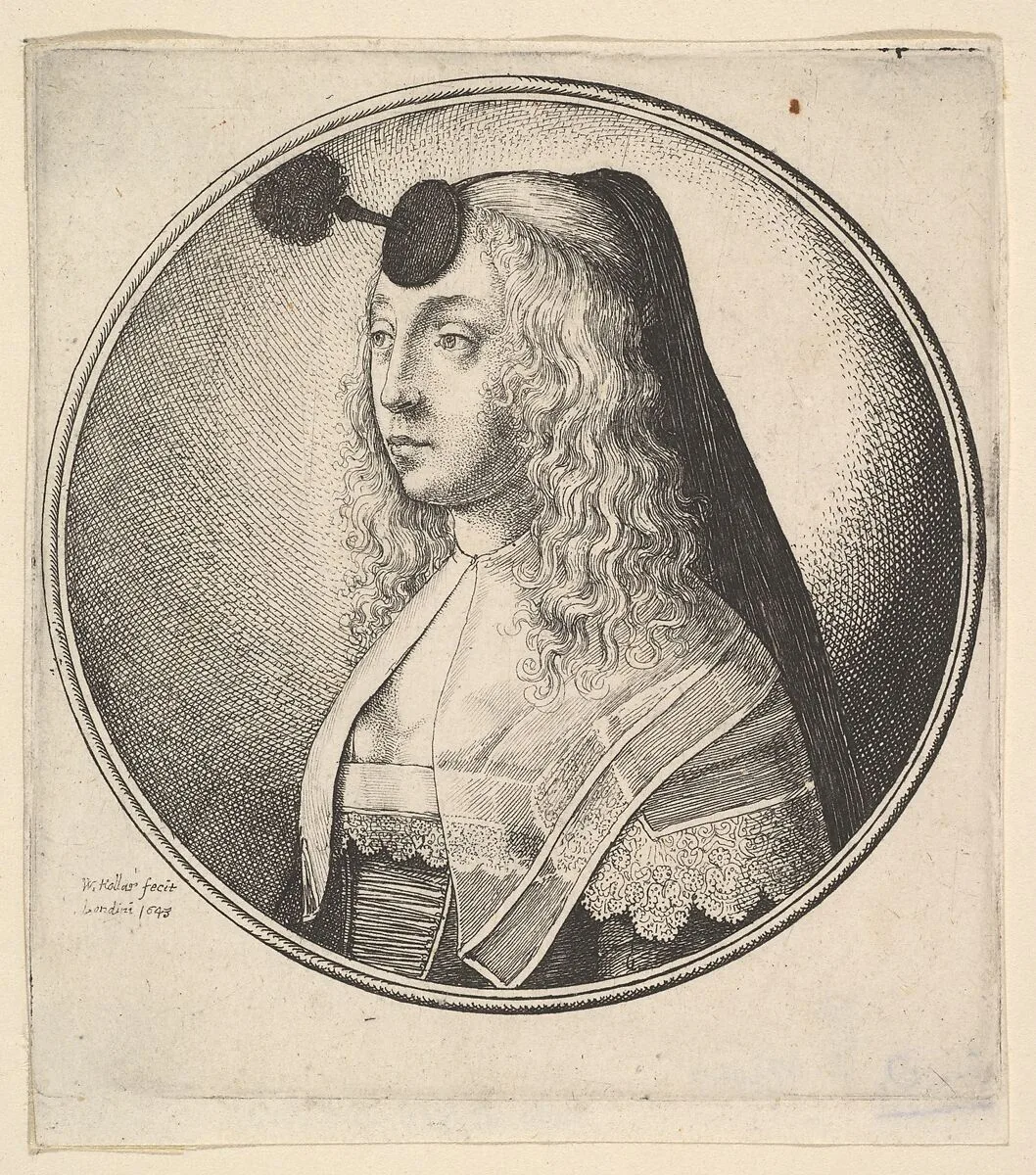 Woman with houpette on forehead turned to left — Wenceslaus Hollar