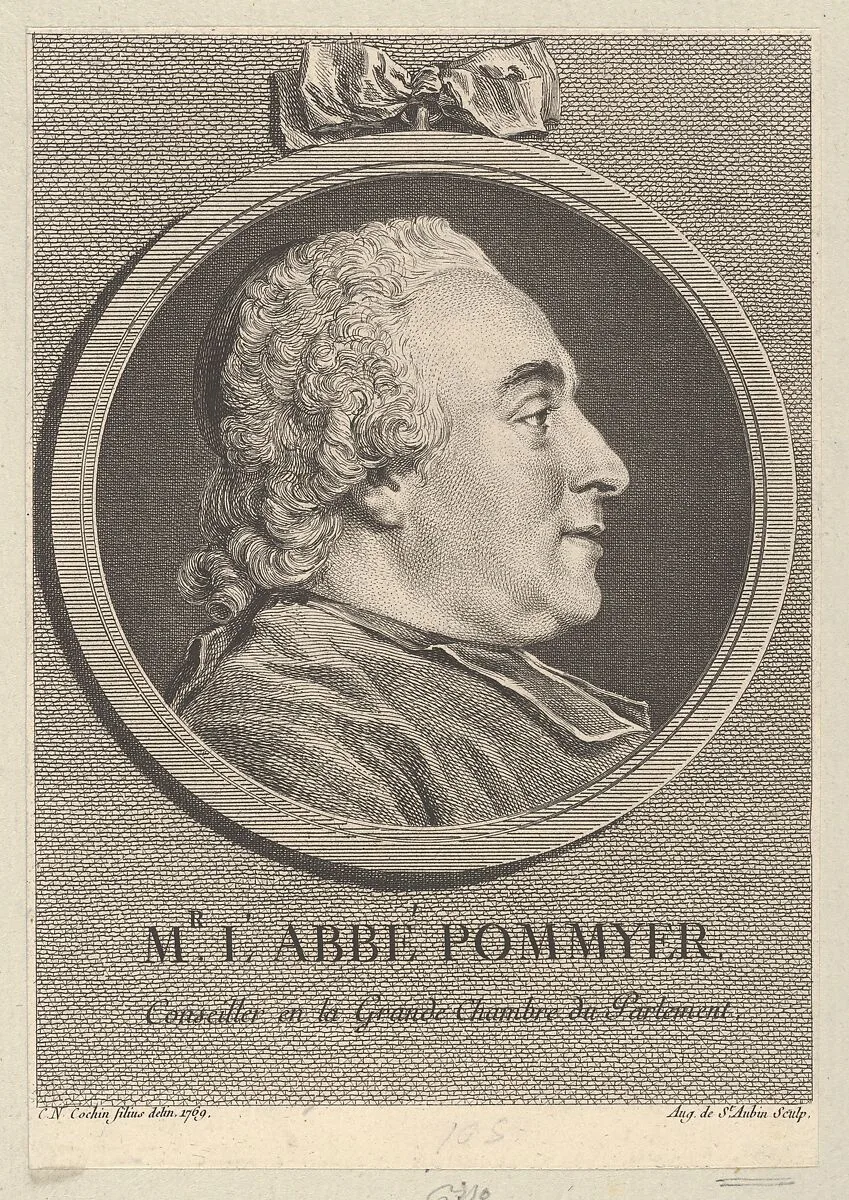 Portrait of L'Abbé Pommyer — Augustin de Saint-Aubin|Charles Nicolas Cochin II