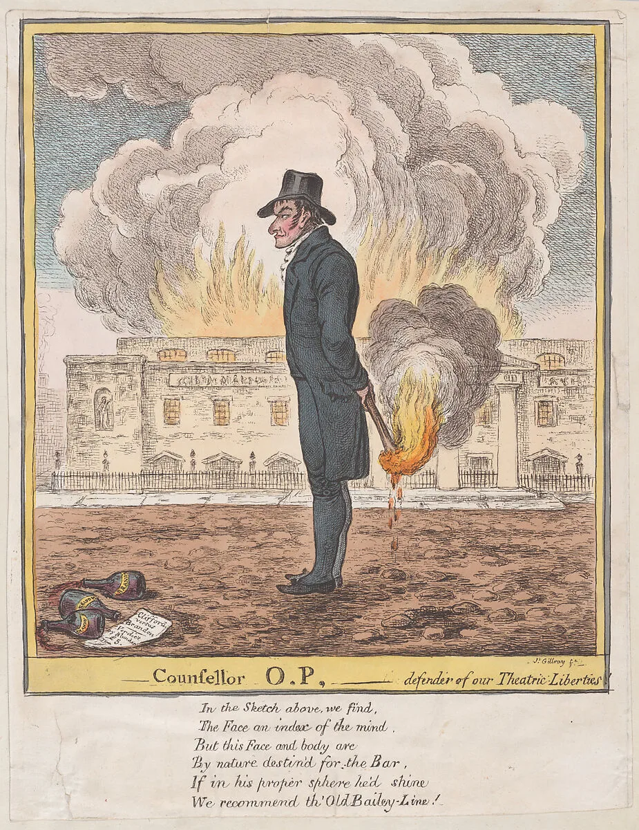 Counsellor O.P.–Defender of our Theatric Liberties — James Gillray|Hannah Humphrey