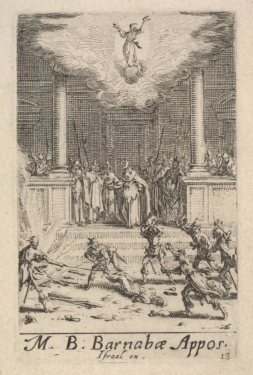 Martyrdom of Saint Barnabas, from the series 'The little apostles' (Les petits apôtres) — Jacques Callot|Israël Henriet