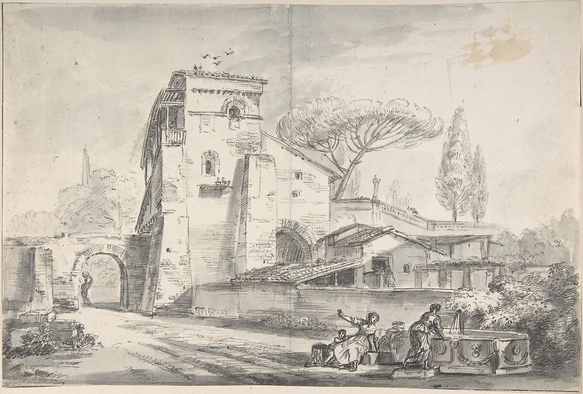 Italian Country House Beside a Road — Jean-Baptiste Lallemand