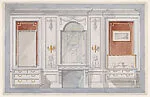 The Breakers: Fireplace Wall Elevation, with Bureau and Washstand — Ogden Codman, Jr.|Ogden Codman, Jr.