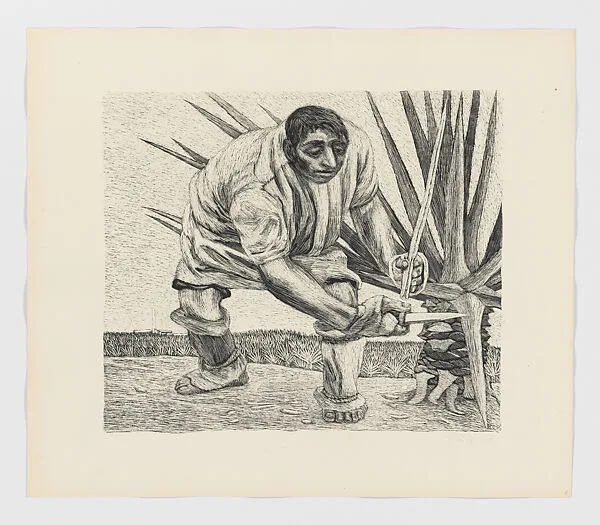 A Henequén worker, from 'Estampas de Yucatan' (1946) — La Estampa Mexicana|Alfredo Zalce|José Sánchez