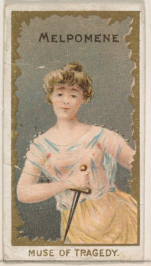 Melpomene, Muse of Tragedy, from the Goddesses of the Greeks and Romans series (N188) issued by Wm. S. Kimball & Co. — Ketterlinus Lithography Company|William S. Kimball & Company
