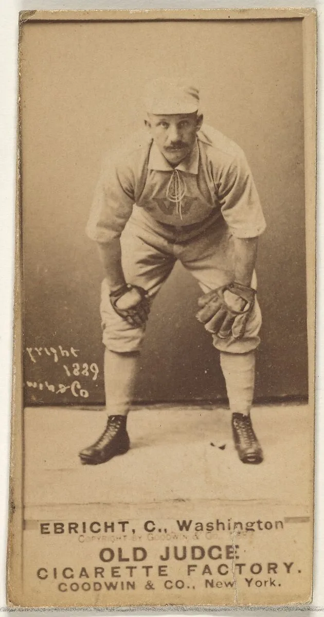 Hiram "Hi" C. Ebright, Catcher, Washington Nationals, from the Old Judge series (N172) for Old Judge Cigarettes — Goodwin & Company