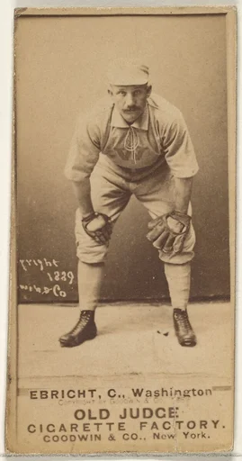 Hiram "Hi" C. Ebright, Catcher, Washington Nationals, from the Old Judge series (N172) for Old Judge Cigarettes