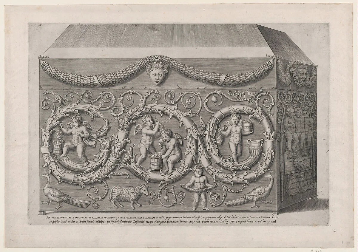 Speculum Romanae Magnificentiae: Decorated Sarcohpagus with Arabesques — Antonio Lafreri|Anonymous|Antonio Lafreri