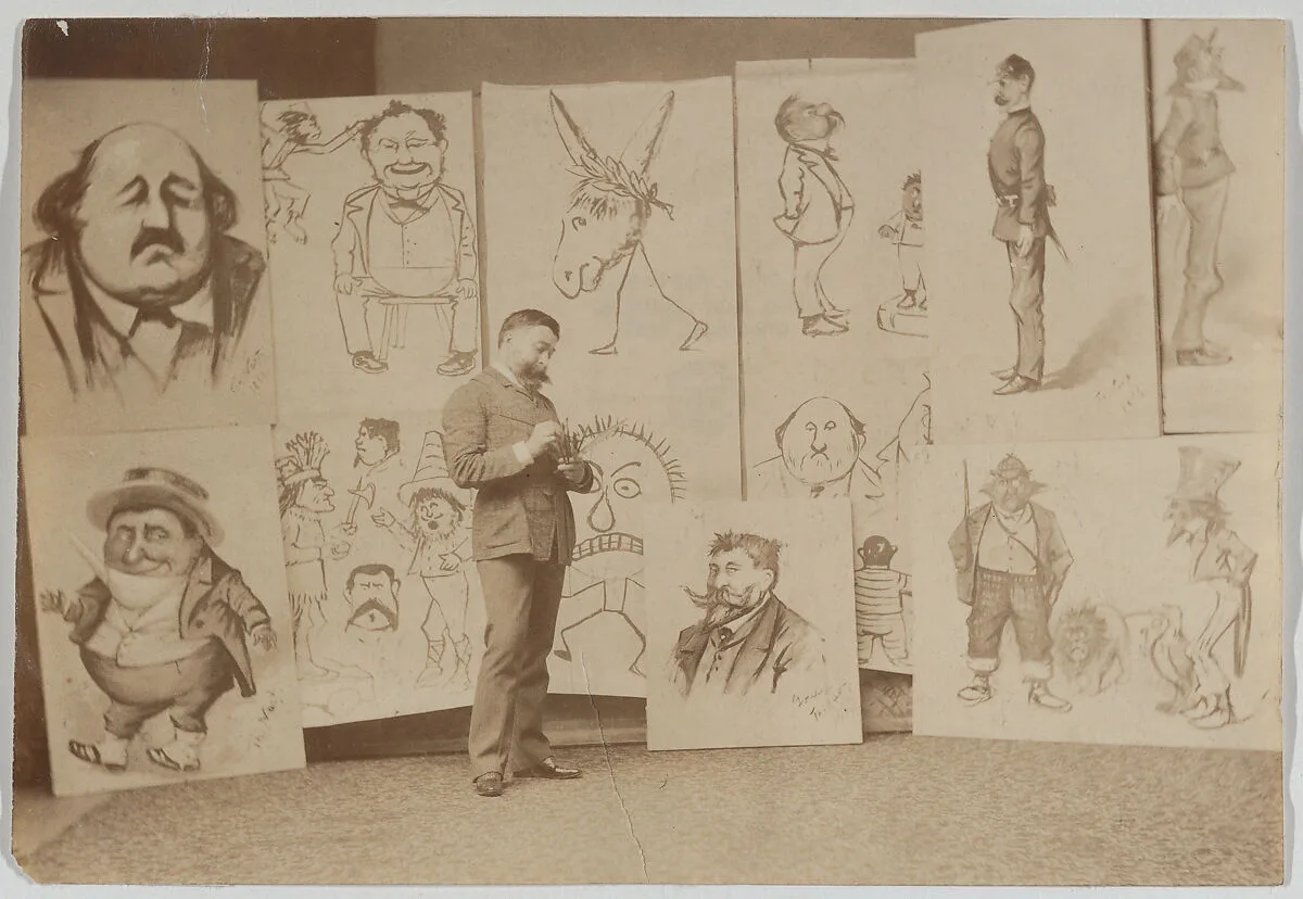 Full-length Portrait of Thomas Nast with a Group of Caricatures — Thomas Nast
