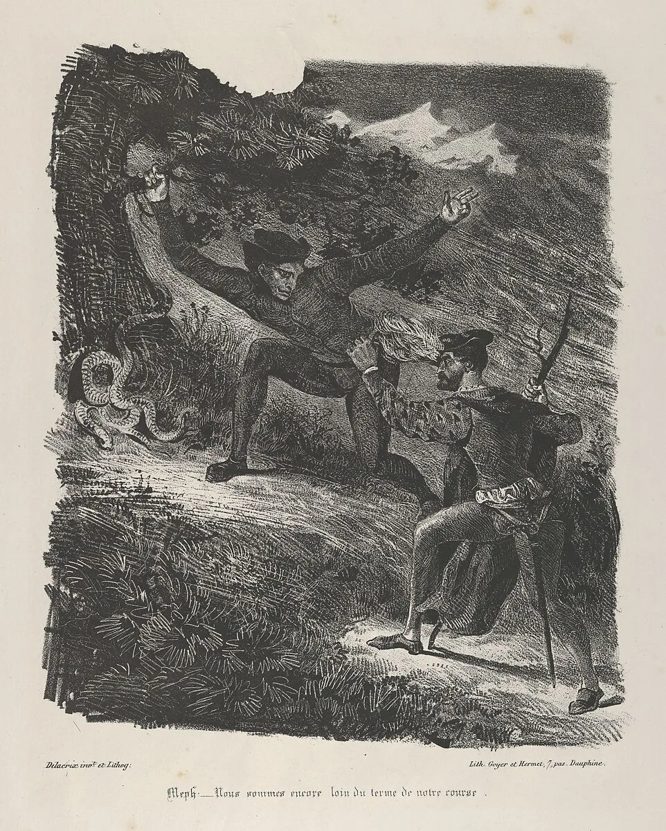Faust and Mephistopheles in the Hartz Mountains (Goethe, Faust) — Eugène Delacroix