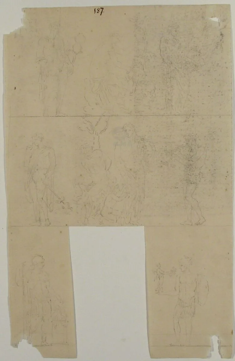 Bacchic Scene; Two Roman Soldiers — Anonymous, French, 18th century