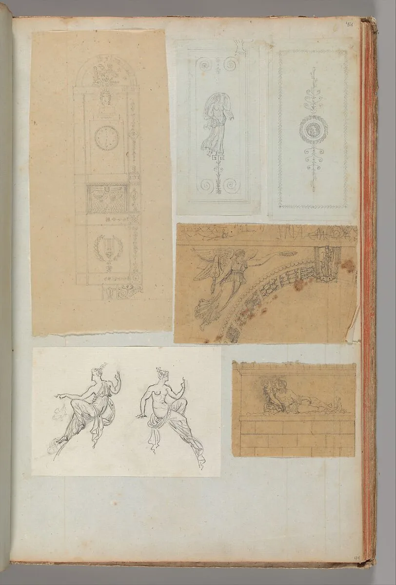 Page from a Scrapbook containing Drawings and Several Prints of Architecture, Interiors, Furniture and Other Objects — Charles Percier|Pierre François Léonard Fontaine