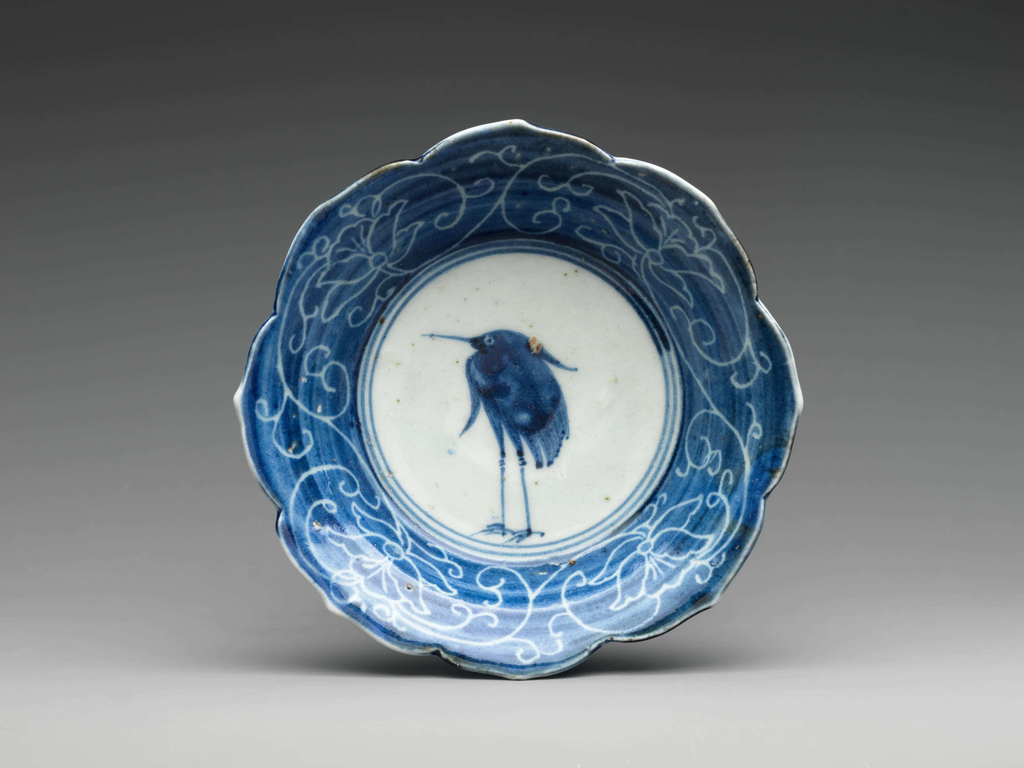 染付白鷺文鉢|Deep Dish with Egret (from a set of ten) — Unknown