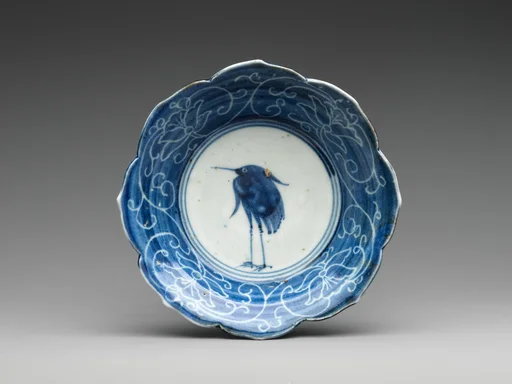 染付白鷺文鉢|Deep Dish with Egret (from a set of ten)