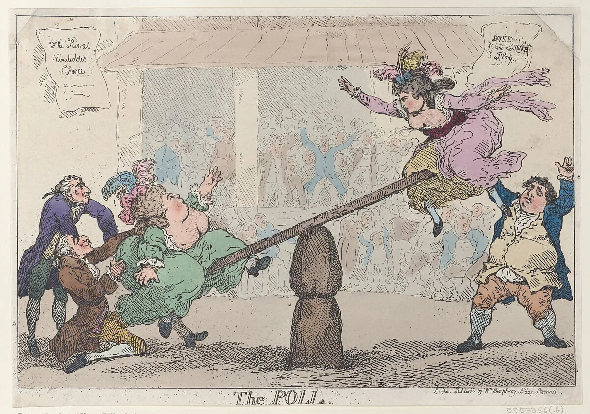 The Poll — Samuel Hood, 1st Viscount Hood|Thomas Rowlandson|Charles James Fox|William Humphrey|Georgiana, Duchess of Devonshire|Sir Cecil Wray