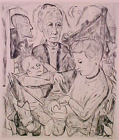 Family Scene (The Artist's Family), from the portfolio ¦Faces¦ — Max Beckmann|Marées Gesellschaft, R. Piper & Co.