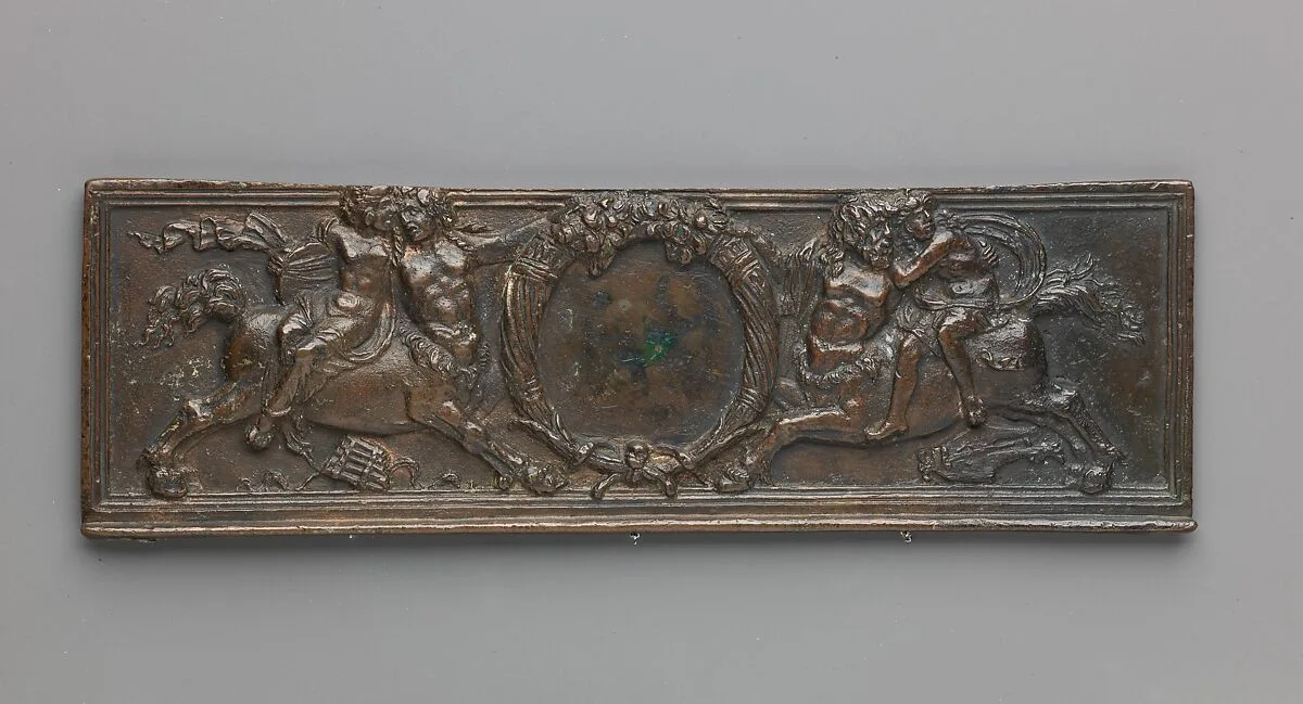 Front panel of a writing box (decorated with centaurs and nymphs) — Severo Calzetta da Ravenna