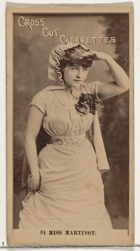 Card Number 81, Miss Sadie Martinot, from the Actors and Actresses series (N145-2) issued by Duke Sons & Co. to promote Cross Cut Cigarettes — W. Duke, Sons & Co.