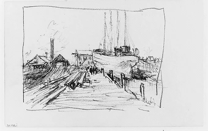 Dock and Shipyard (from Sketchbook) — Henry Ward Ranger
