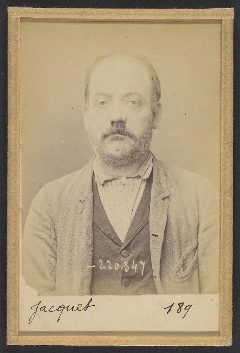 Jacquet. Hippolyte, Edouard. 49 ans, né le 15/3/45 à Paris Ille. Sellier-maroquinier. Anarchiste. 3/7/94. — Alphonse Bertillon