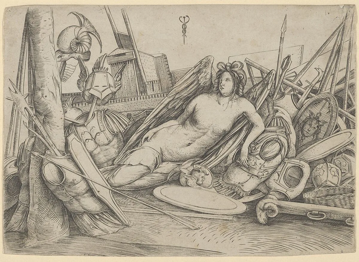 Victory reclining amid trophies — Jacopo de' Barbari