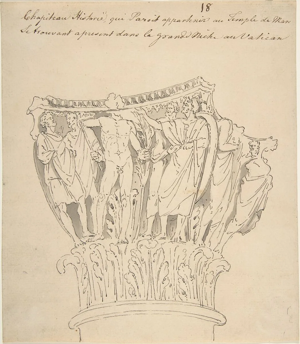 Drawing of Capital from the Vatican — Anonymous, French, 18th century