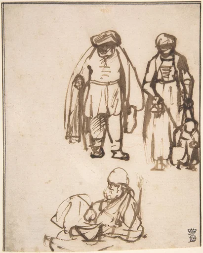 Studies of Two Men and a Woman Teaching a Child to Walk