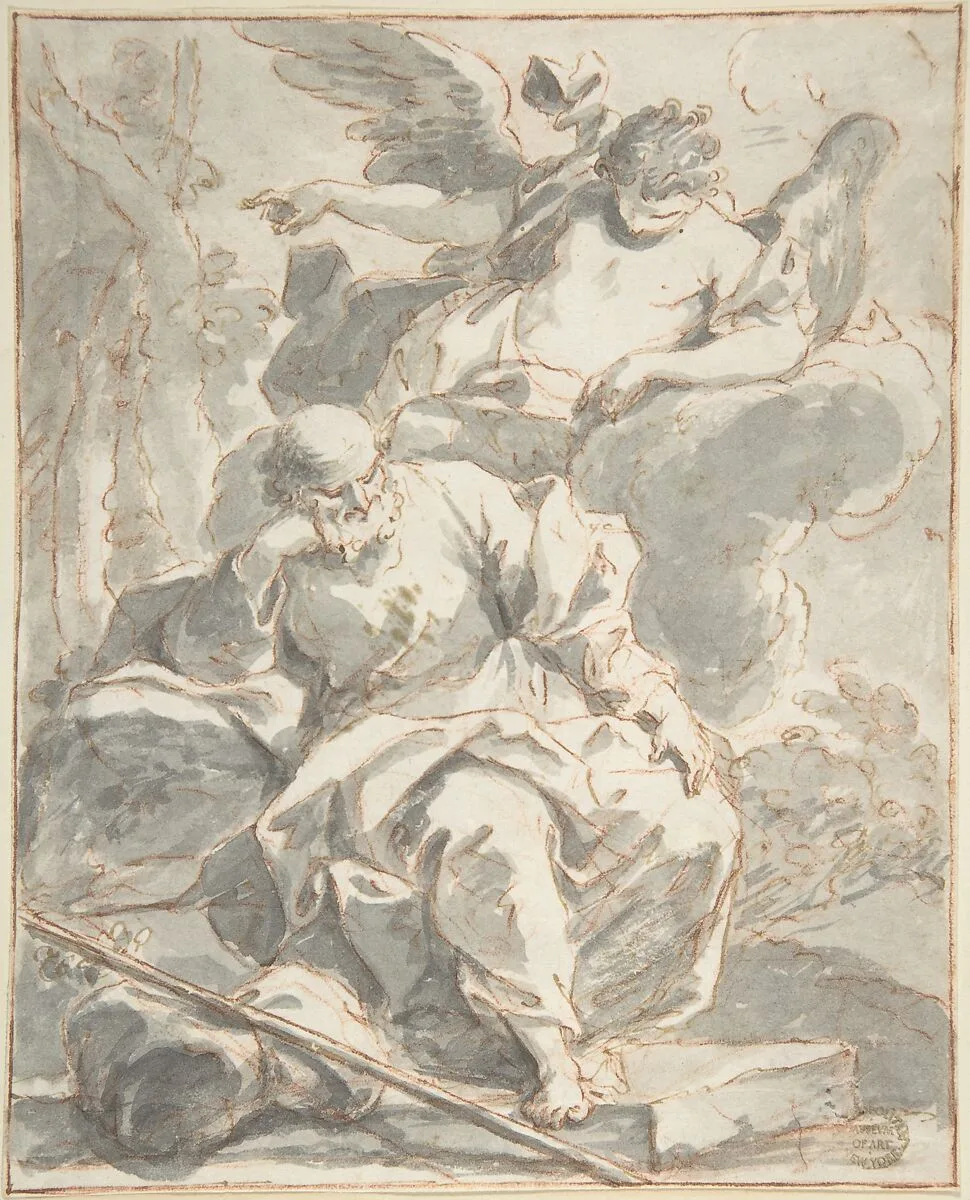 Angel Appearing to an Old Man — Giovanni Larciani ("Master of the Kress Landscapes")