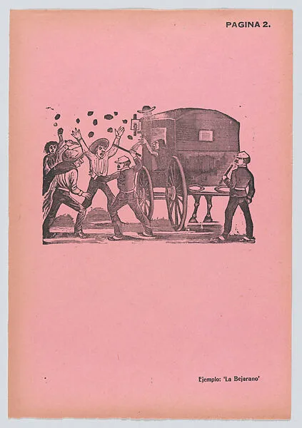 Page 2: a coach being held up, from '36 Grabados' (Mexico, 1943) — José Guadalupe Posada|Arsacio Vanegas Arroyo