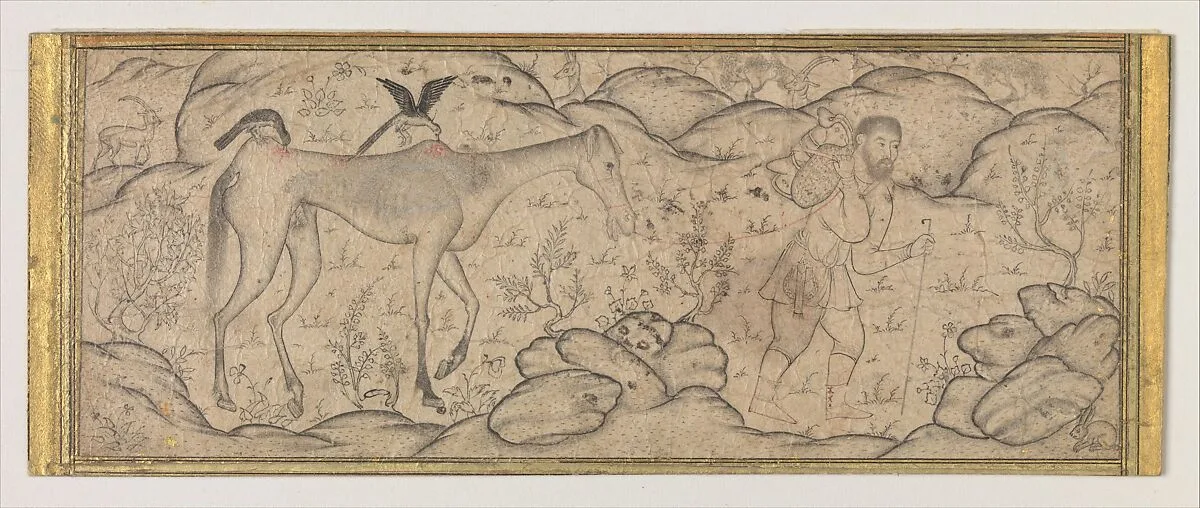 An Emaciated Horse Led by His Master — Unknown
