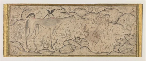 An Emaciated Horse Led by His Master
