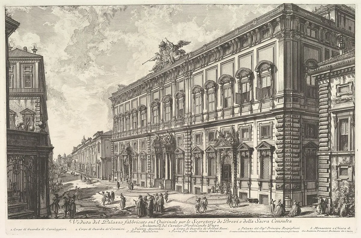 View of the Palazzo della Consulta on the Quirinal housing the Papal Secreteriat, from Vedute di Roma (Roman Views) — Giovanni Battista Piranesi|Bouchard & Gravier
