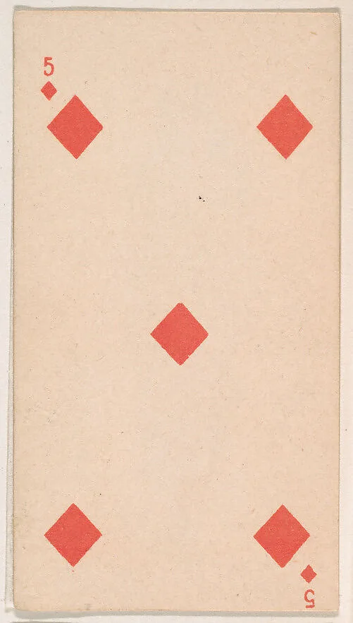 Five of Diamonds, from the Transparent Playing Cards series (N220) issued by Kinney Bros. — Kinney Brothers Tobacco Company
