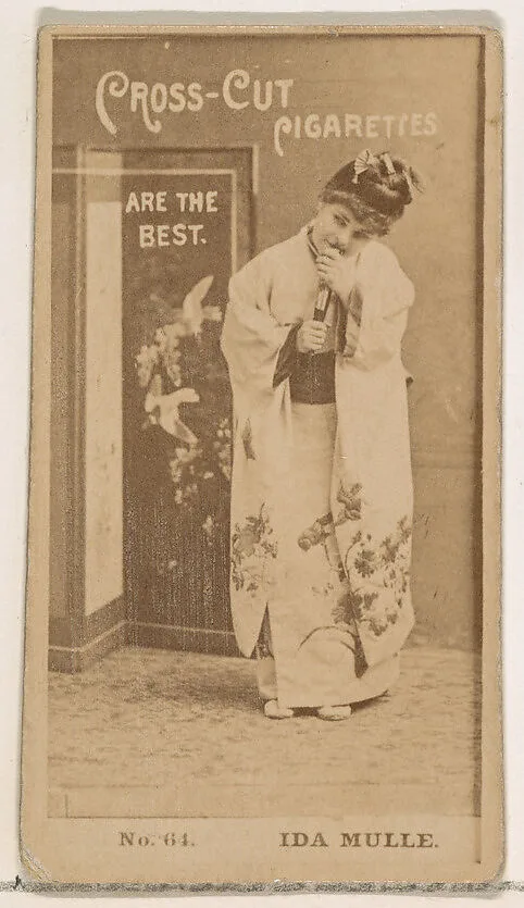 Card Number 64, Ida Mulle, from the Actors and Actresses series (N145-2) issued by Duke Sons & Co. to promote Cross Cut Cigarettes — W. Duke, Sons & Co.