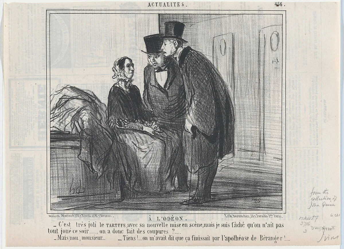 À L'Odéon, from Actualités, published in Le Charivari, November 17, 1857 — Aaron Martinet|Honoré Daumier|Destouches