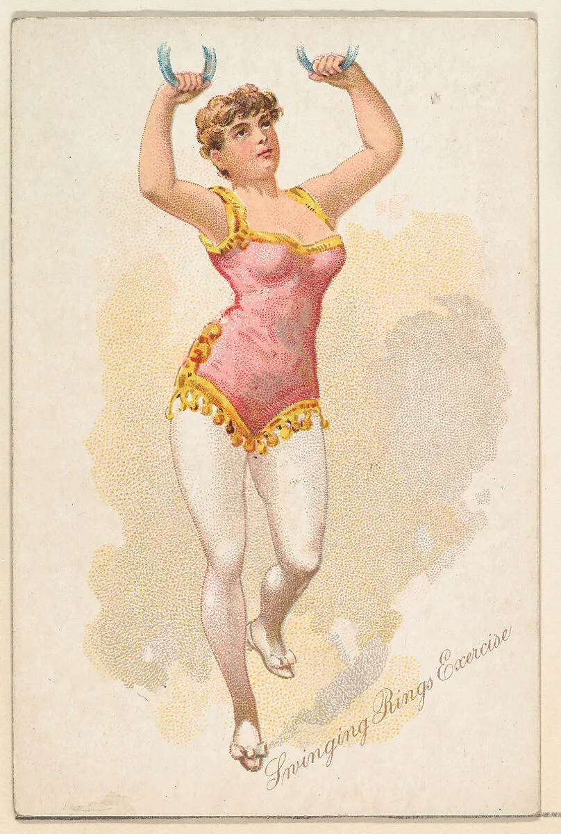 Swinging Rings Exercise, from the Pretty Athletes series (N196) issued by Wm. S. Kimball & Co. — William S. Kimball & Company|Julius Bien & Co.