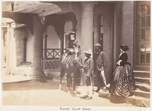 [Group Portrait: (L to R)Lady Canning, Major Jones and Lady Campbell, Barnes Court, Simla]
