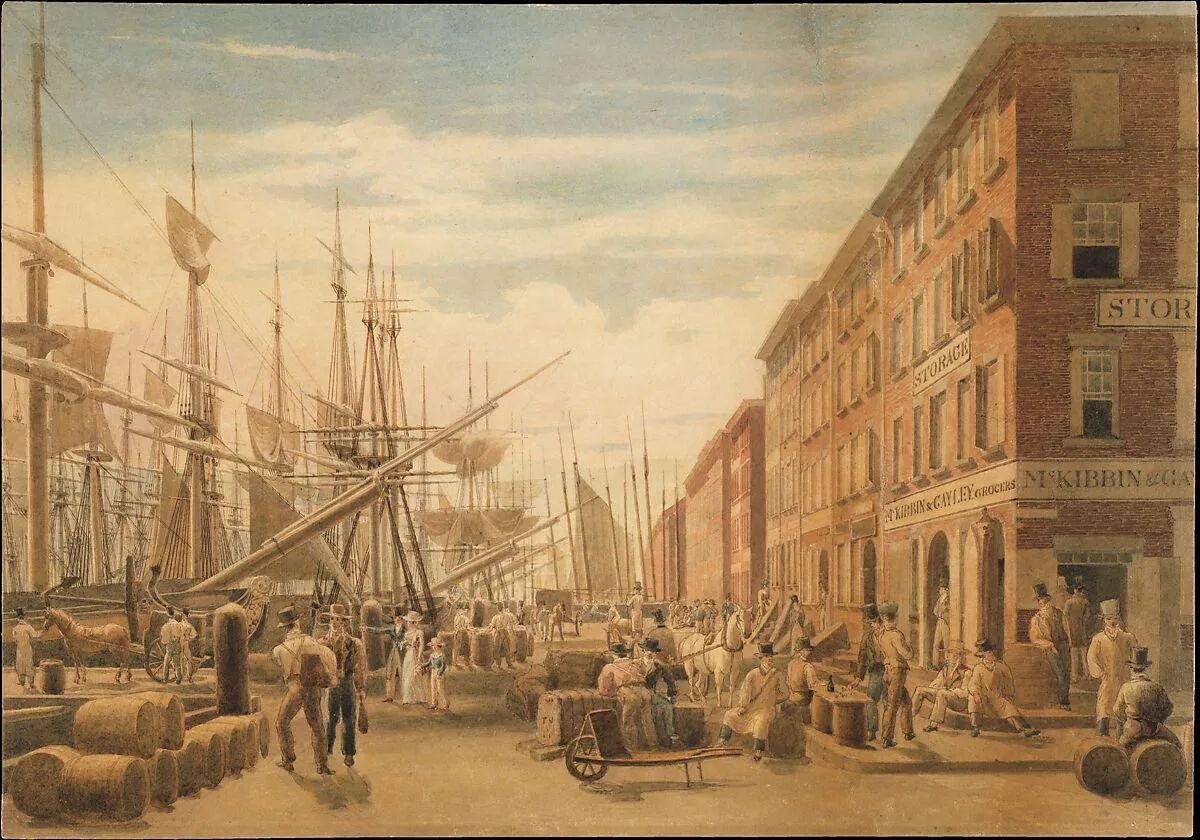 View of South Street, from Maiden Lane, New York City — William James Bennett