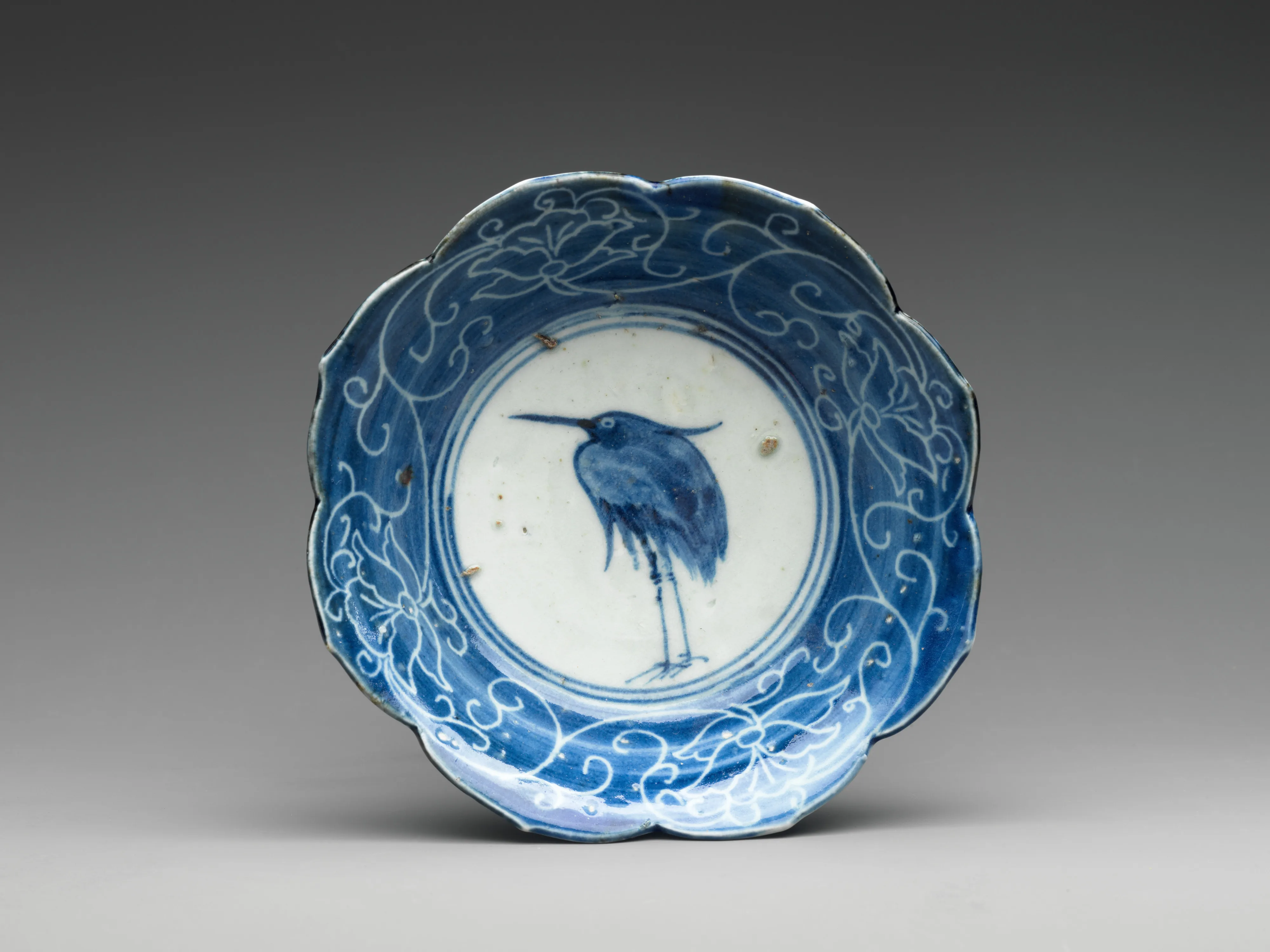 染付白鷺文鉢|Deep Dish with Egret (from a set of ten) — Unknown