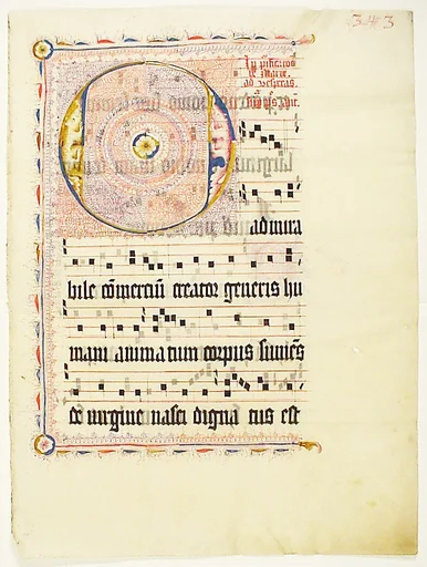 Manuscript Leaf with Initial O, from an Antiphonary