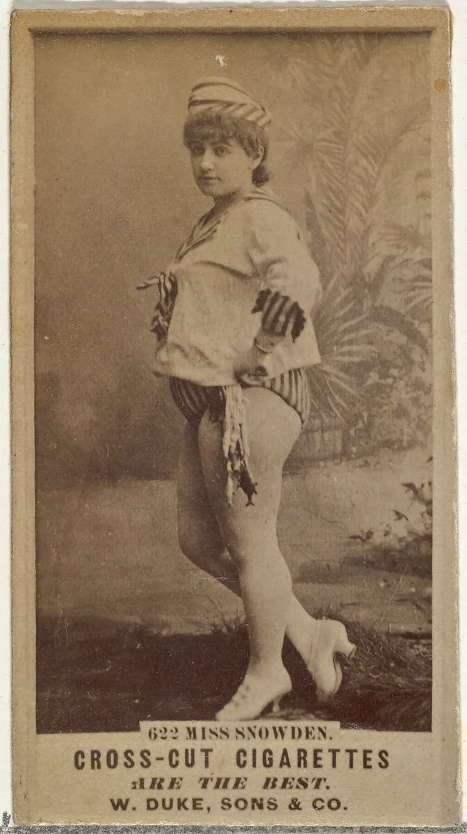 Card Number 622, Miss Snowden, from the Actors and Actresses series (N145-3) issued by Duke Sons & Co. to promote Cross Cut Cigarettes — W. Duke, Sons & Co.