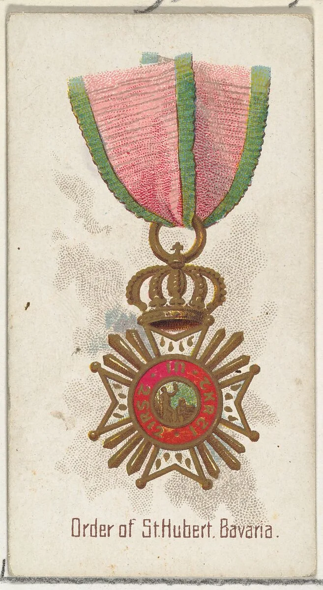 Order of St. Hubert, Bavaria, from the World's Decorations series (N30) for Allen & Ginter Cigarettes — Lindner, Eddy & Claus|Allen & Ginter