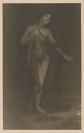 [Standing Female Nude Partially Draped in Gauze]