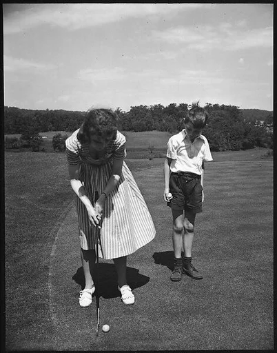 [John Churchill, Jr. and Mary Churchill Playing Golf, Bedford, New York]