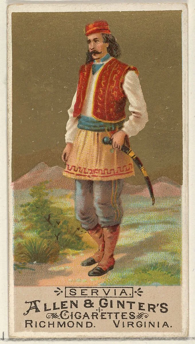 Serbia, from the Natives in Costume series (N16) for Allen & Ginter Cigarettes Brands — Allen & Ginter